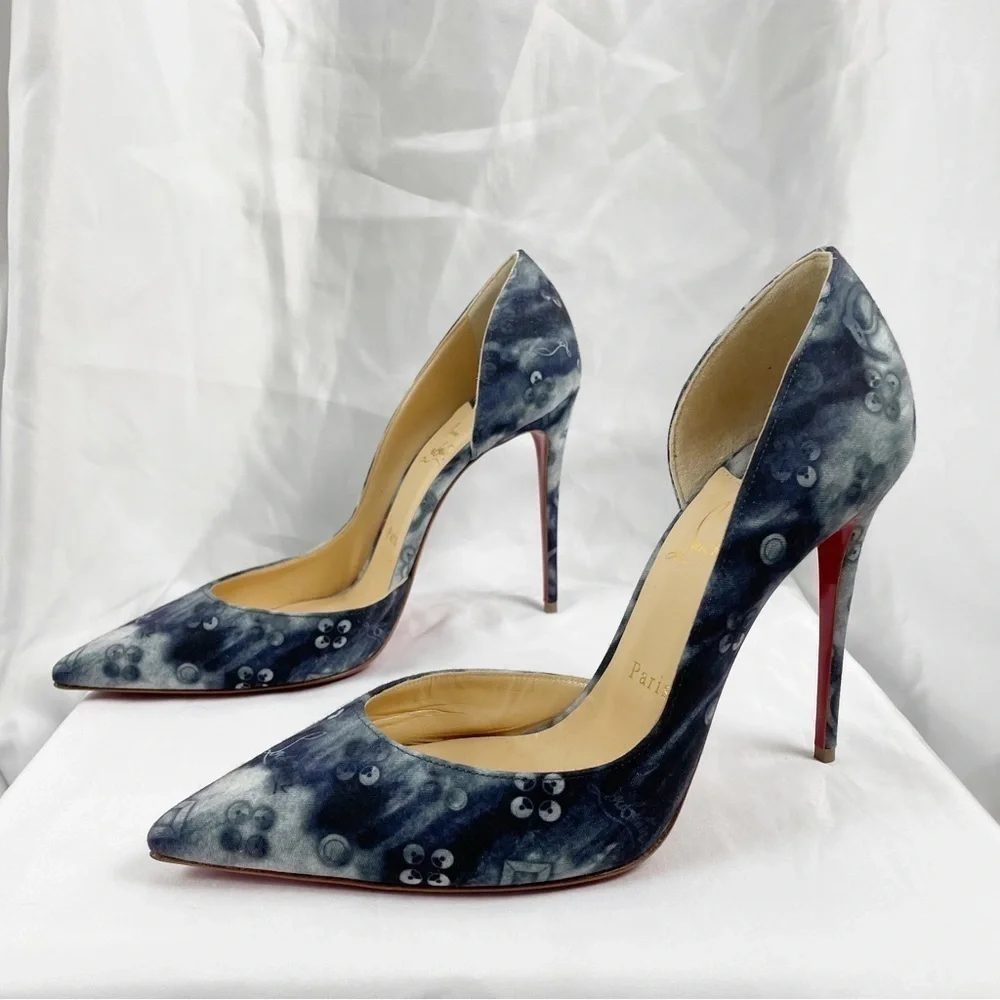 Christian Louboutin Iriza Jean Punk Pointed Toe Logo Stiletto Pumps EU 40.5